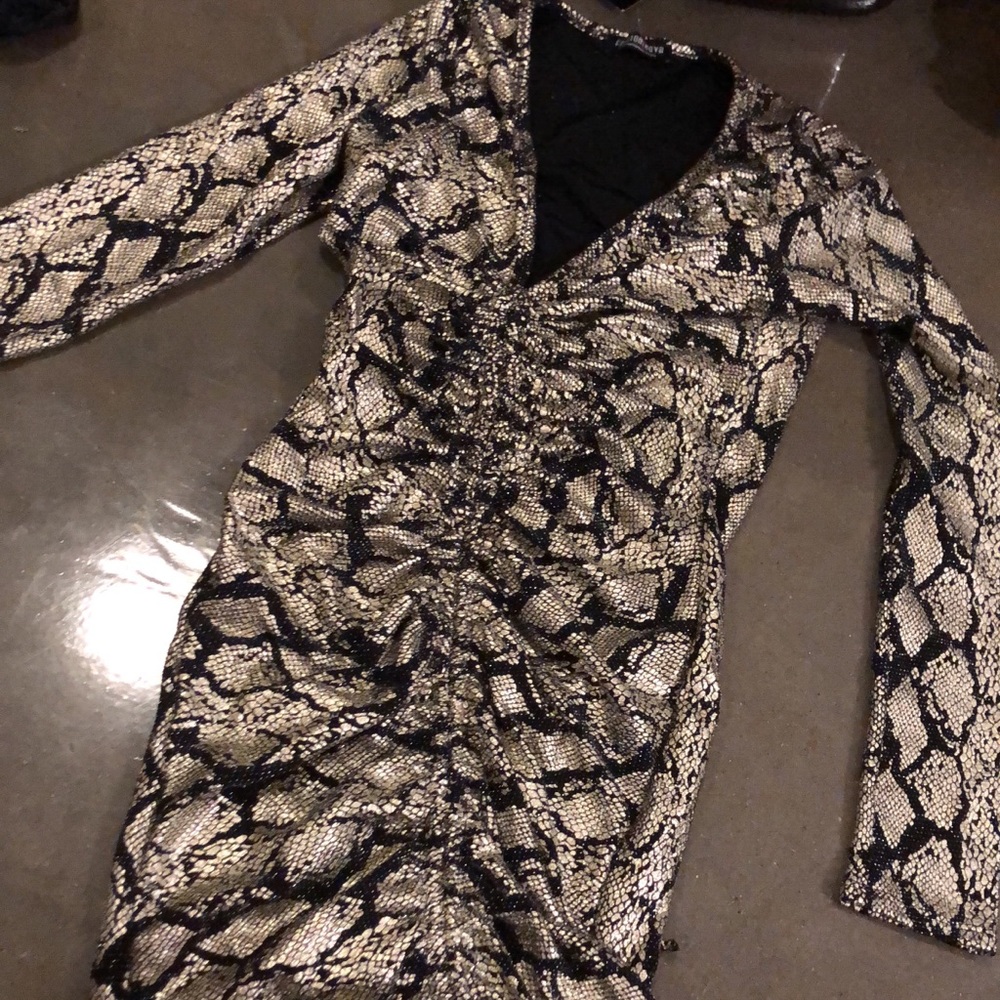 Metallic SnakeSkin Ruched Mini